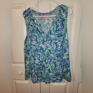 Lilly Pulitzer Essie Top XXL Seaglass Aqua Seeing Double
